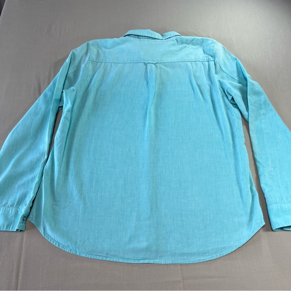 Calvin Klein Jeans Women’s XL Aqua Button-Up Shirt 100% Cotton Long Sleeve - Picture 8 of 14